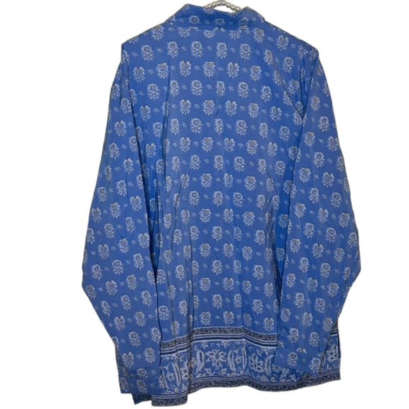 Vintage Vittadini Rayon/Poly Blend Blouse - Blue Boho Print with Border. Size XL - Picture 6 of 8